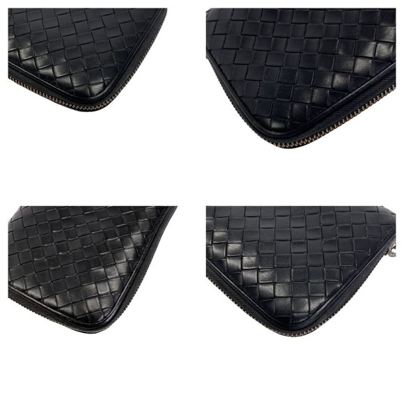 Authentic Bottega Veneta Wallet Long Round Fastener Intrecciato Black Vintage - Picture 8 of 11